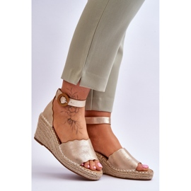 Sandalias Cuña Piel Zapato Confort Verola Dorada dorado 7