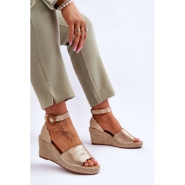 Sandalias Cuña Piel Zapato Confort Verola Dorada dorado 5
