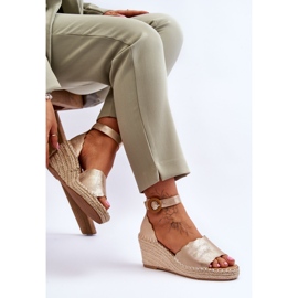 Sandalias Cuña Piel Zapato Confort Verola Dorada dorado 6