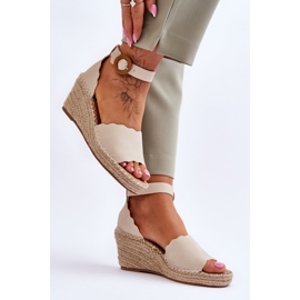 Sandalias Piel Cuña Zapato Confort Beige Verola 3