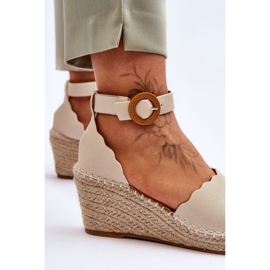 Sandalias Piel Cuña Zapato Confort Beige Verola 5