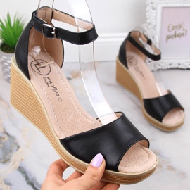 Sandalias cuña mujer cómodas en piel negro Filippo DS4507 1