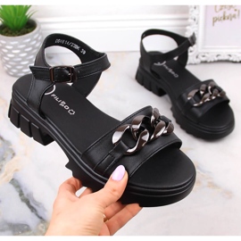 Sandalias de mujer en piel negra con cadena Filippo DS4614 negro 1
