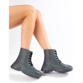 Botas de lluvia de mujer Shelovet grises con cordones 1