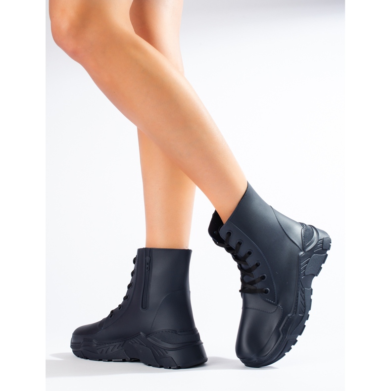 Botas de lluvia mujer cordones azul marino Shelovet 1