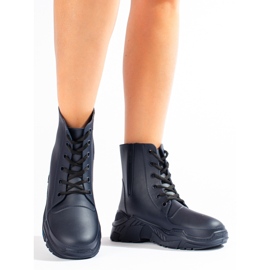 Botas de lluvia mujer cordones azul marino Shelovet 3