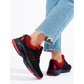 Deportivas de mujer textil negro y rojo DK 2