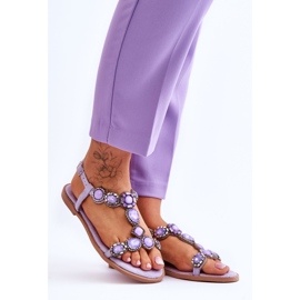 Sandalias Planas De Ante Dallas Morado Con Piedras violeta 7