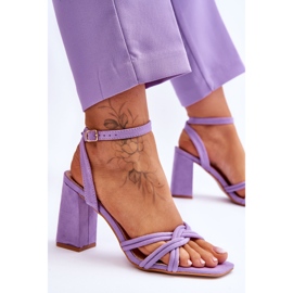 Sandalias Tacón Alto Clásicas De Ante Morado Bernett violeta 7