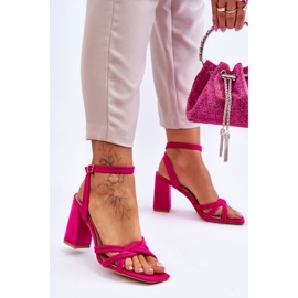 Sandalias de tacón de ante clásico fucsia Bernett rosado 3