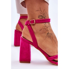 Sandalias de tacón de ante clásico fucsia Bernett rosado 4