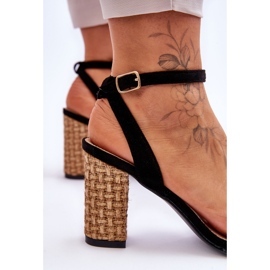 Sandalias De Ante Con Barra Trenzada Negro Selila 4