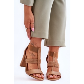 Sandalias Camel Marren De Piel Con Tacón Alto marrón 1