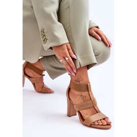 Sandalias Camel Marren De Piel Con Tacón Alto marrón 6