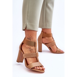 Sandalias Camel Marren De Piel Con Tacón Alto marrón 2