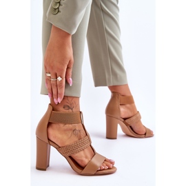 Sandalias Camel Marren De Piel Con Tacón Alto marrón 4