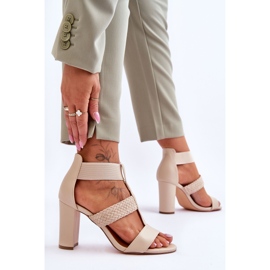Sandalias Marren Cuero Tacones Altos Beige 4