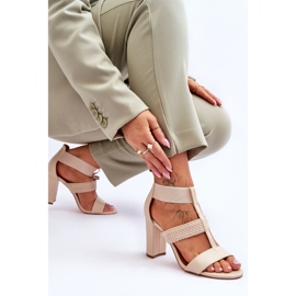 Sandalias Marren Cuero Tacones Altos Beige 5