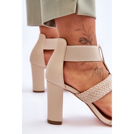 Sandalias Marren Cuero Tacones Altos Beige 6