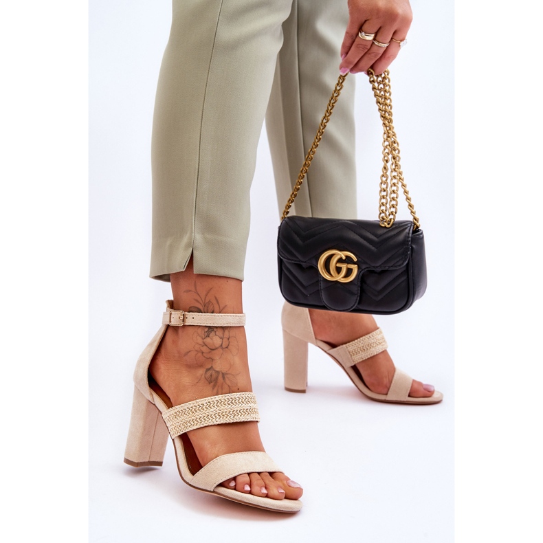 Sandalias Tacón Trenzado Ante Beige Roselia 2