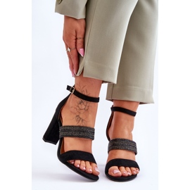 Sandalias Ante Tacón Trenzado Negro Roselia 1