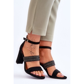 Sandalias Ante Tacón Trenzado Negro Roselia 7