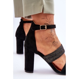 Sandalias Ante Tacón Trenzado Negro Roselia 4
