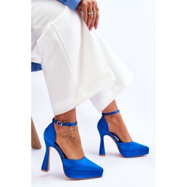 Bombas de moda en una locura azul de tacón alto más ancha 6