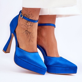 Bombas de moda en una locura azul de tacón alto más ancha 7