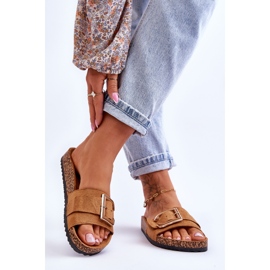 Pantuflas Mujer Plataforma Festil Ante Camel marrón 6