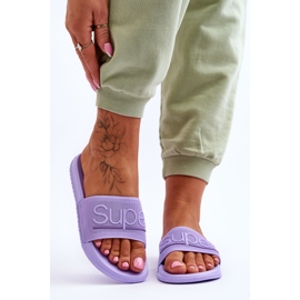 Pantuflas De Mujer Ligeras Con Inscripción Violeta Merry púrpura 1