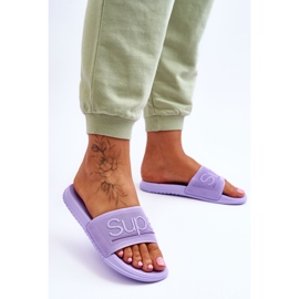 Pantuflas De Mujer Ligeras Con Inscripción Violeta Merry 3