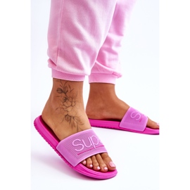 Pantuflas De Mujer Ligeras Con Inscripción Merry Fucsia rosado 3