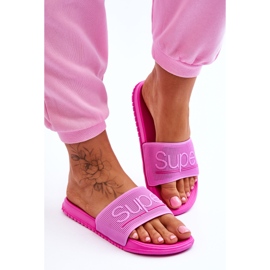Pantuflas De Mujer Ligeras Con Inscripción Merry Fucsia rosado 4