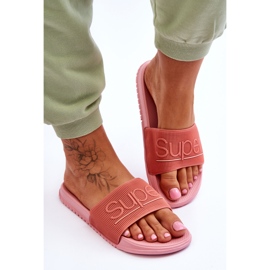 Pantuflas De Mujer Ligeras Con Inscripción Feliz Rosa rosado 4