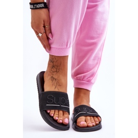 Pantuflas De Mujer Ligeras Con Inscripción Merry Negro 1