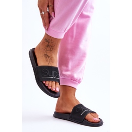Pantuflas De Mujer Ligeras Con Inscripción Merry Negro 5