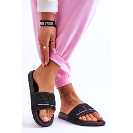 Pantuflas De Mujer Ligeras Con Inscripción Merry Negro 2