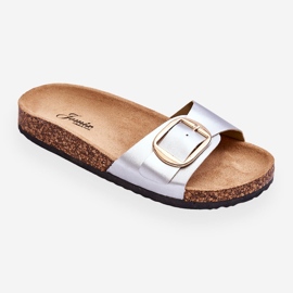 Pantuflas Mujer Clásicas Corcho Plataforma Plata Noa 9