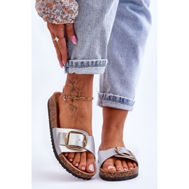 Pantuflas Mujer Clásicas Corcho Plataforma Plata Noa 2
