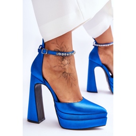 Bombas De Moda En Un Talón Azul Santoro 7