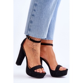 Cómodas Sandalias De Ante Con Tacón Negro Essence 8