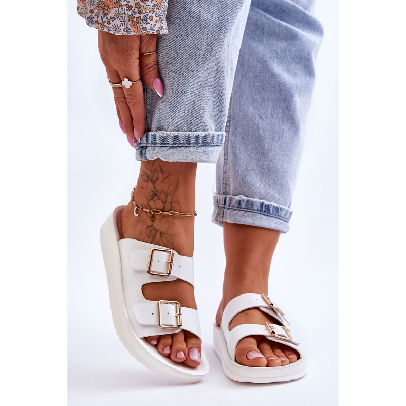 Pantuflas Mujer Plataforma Rayas Blanco Clever 2 Pantuflas Mujer Plataforma Rayas Blanco Clever 2