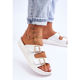 Pantuflas Mujer Plataforma Rayas Blanco Clever 4