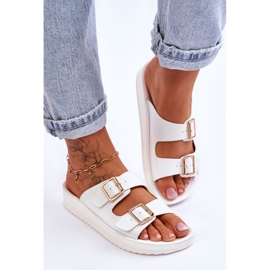 Pantuflas Mujer Plataforma Rayas Blanco Clever 5