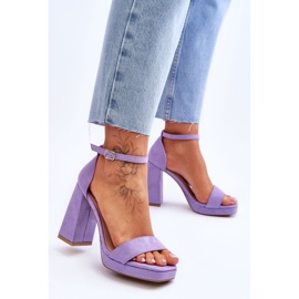 Sandalias De Gamuza De Moda En Un Tacón Cuadrado Púrpura Merila violeta 2