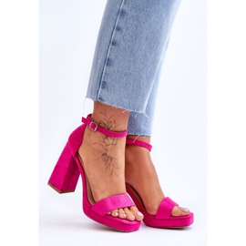 Sandalias de gamuza de tacón cuadrado Merila fucsia de moda rosado 7
