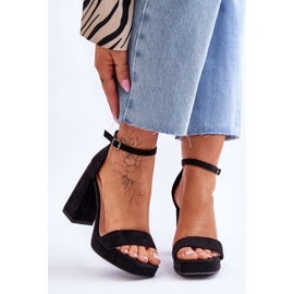 Sandalias de ante de moda con tacón cuadrado, merila negra. negro 1