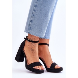 Sandalias de ante de moda con tacón cuadrado, merila negra. negro 8