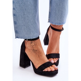 Sandalias de ante de moda con tacón cuadrado, merila negra. negro 6